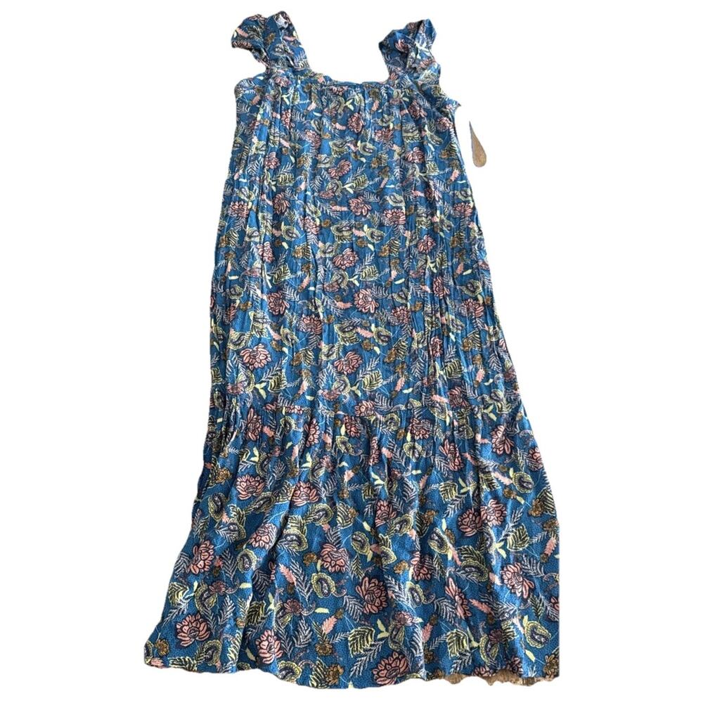 Knox Rose Dress Floral Paisley Ruffled Straps & Hem Sz M Boho Flowy